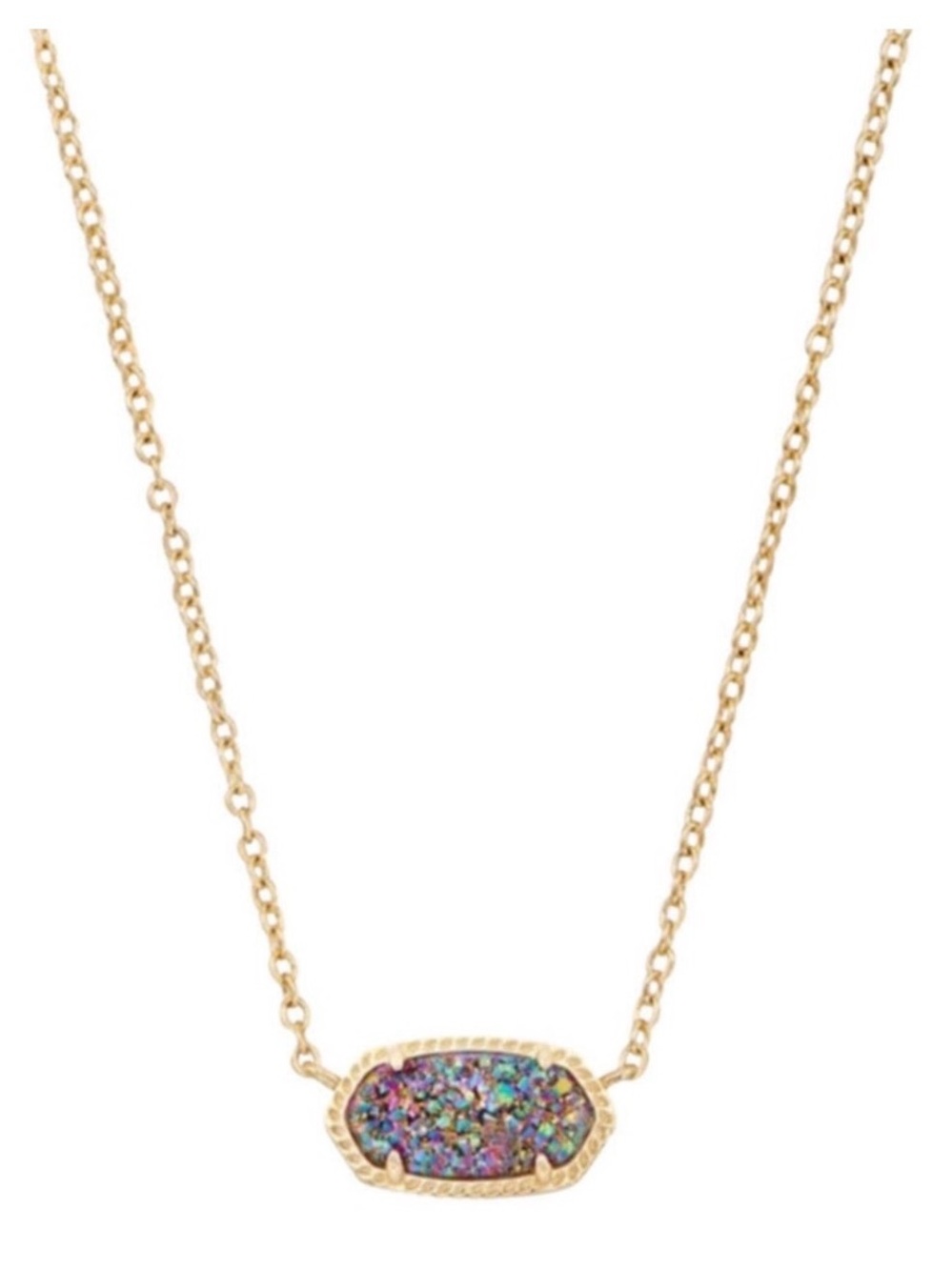 Kendra Scott Gold Rainbow Druzy Elisa pendant Necklace